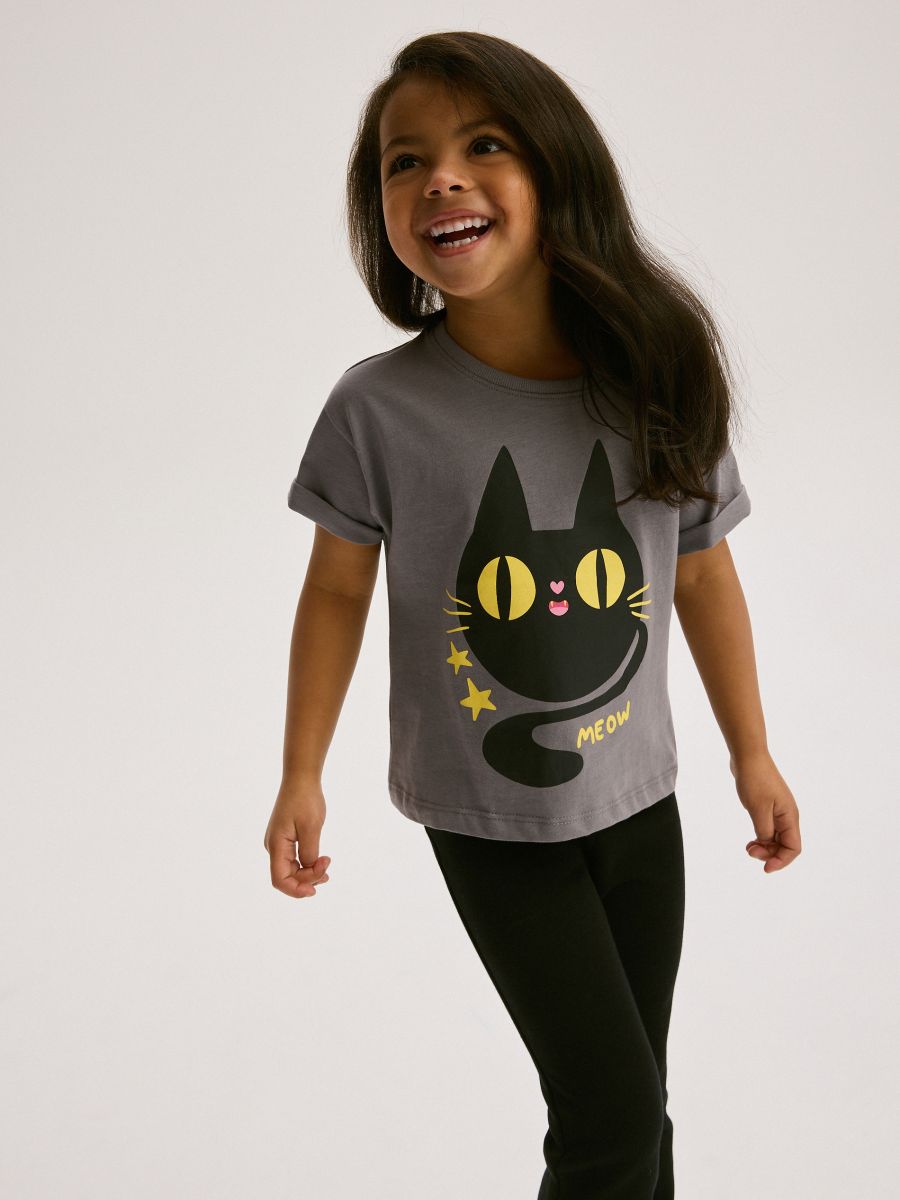 T-shirt with shiny print - dark grey - RESERVED - 2