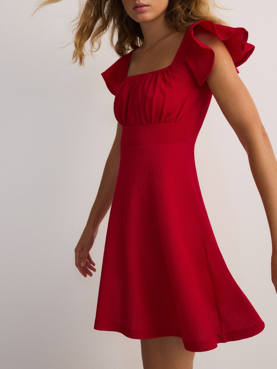Mini dress with ruffles - red - RESERVED - 2