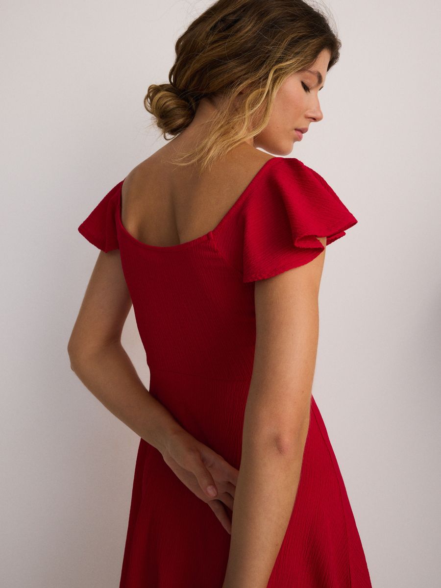 Mini dress with ruffles - red - RESERVED - 4