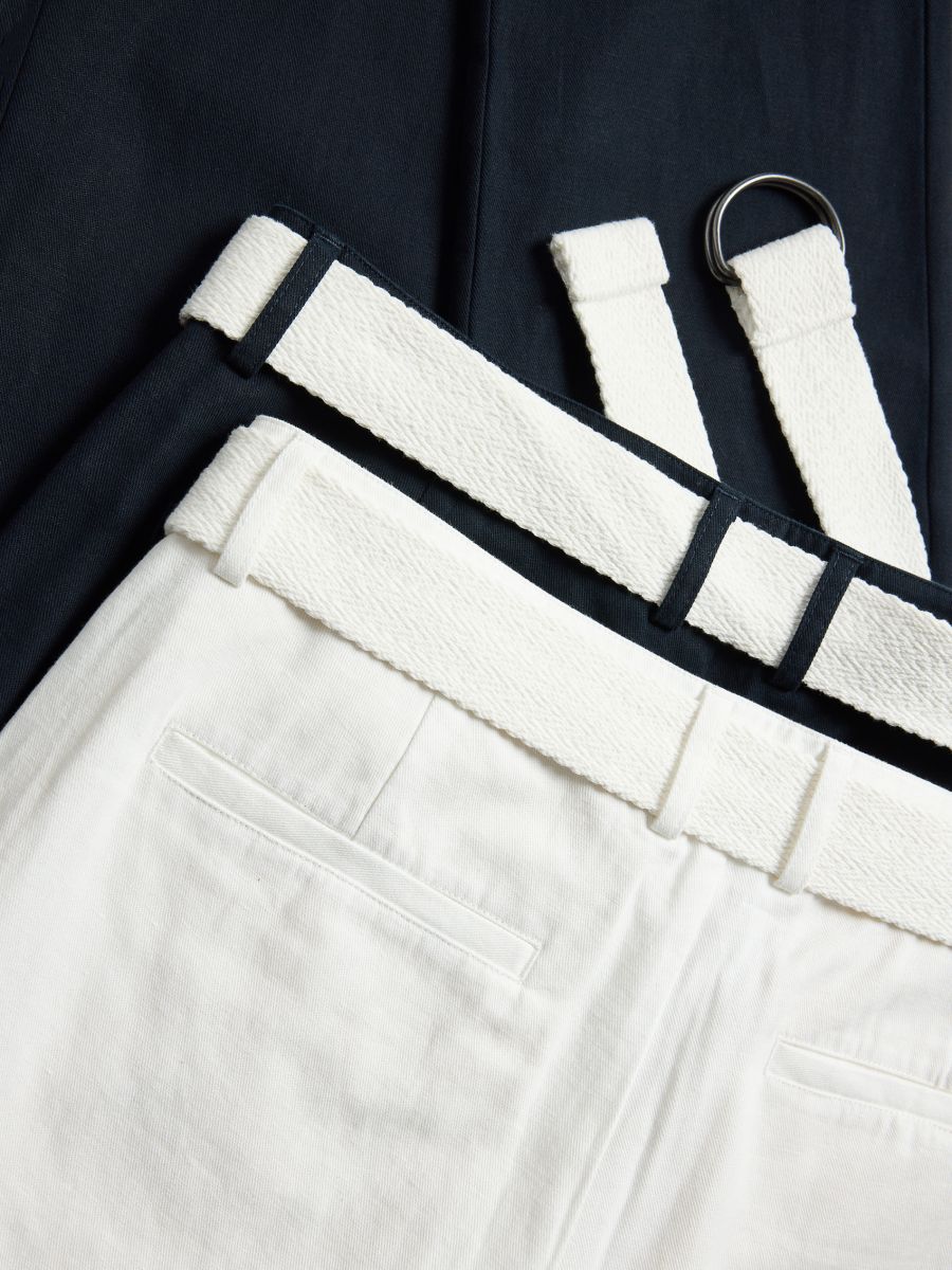 Slim-fit trousers with belt - cream - RESERVED - 6