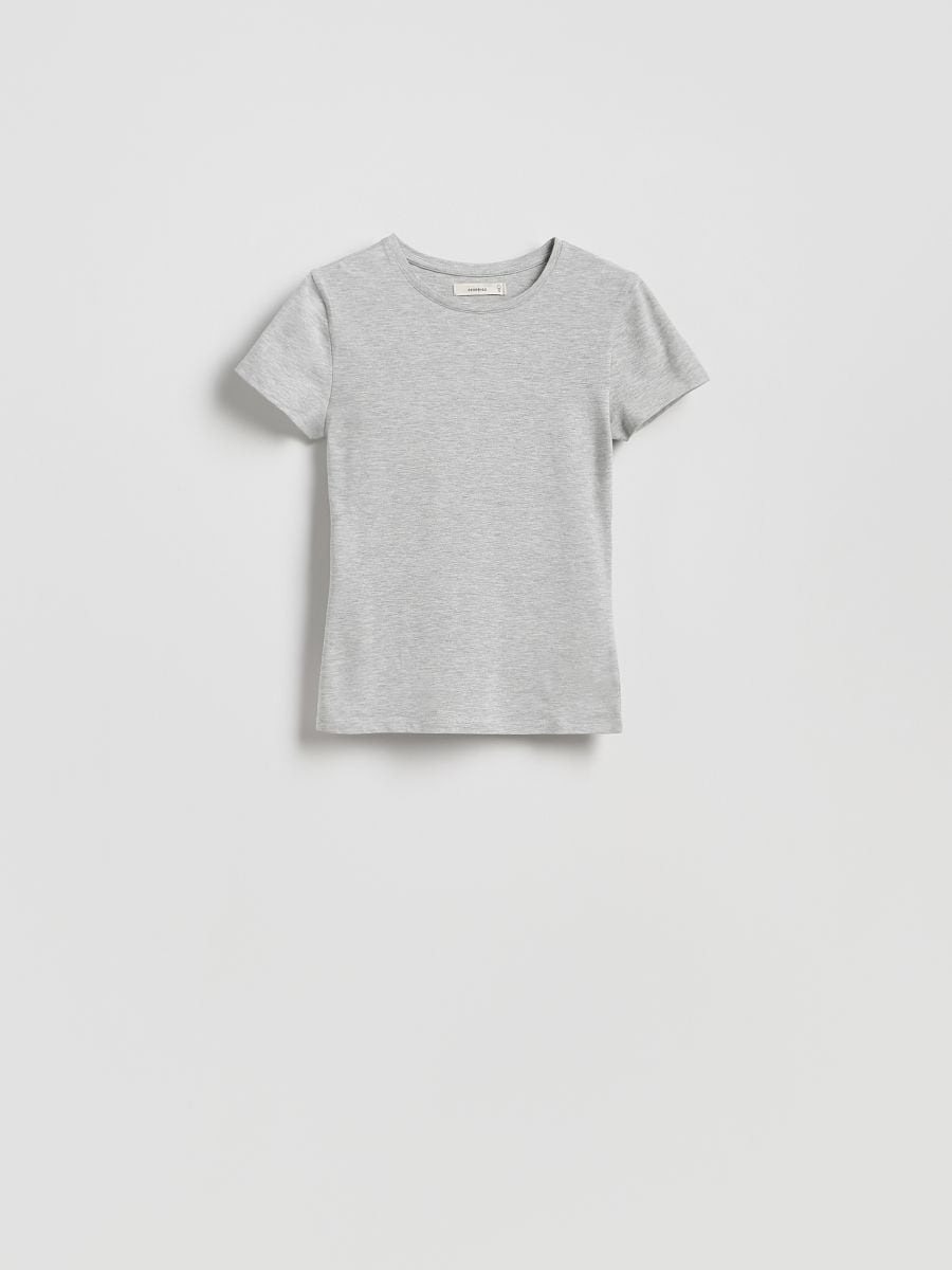 Bawełniany t-shirt slim fit - jasnoszary - RESERVED