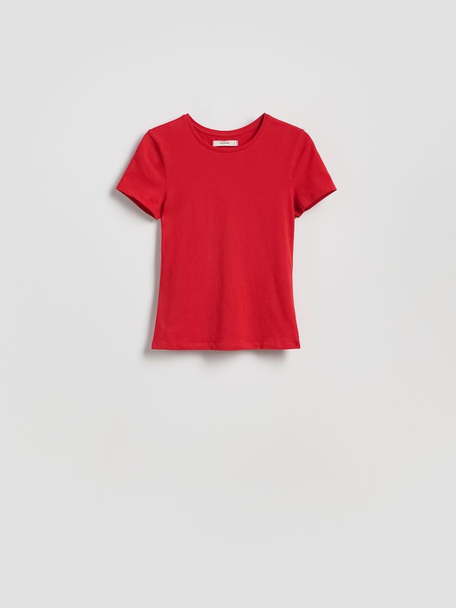 Bawełniany t-shirt slim fit - czerwony - RESERVED
