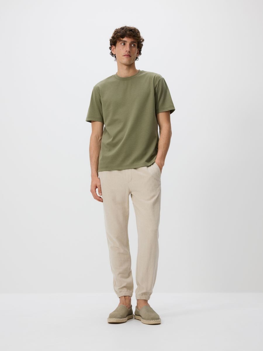 Pantaloni jogger in misto lino - beige - RESERVED
