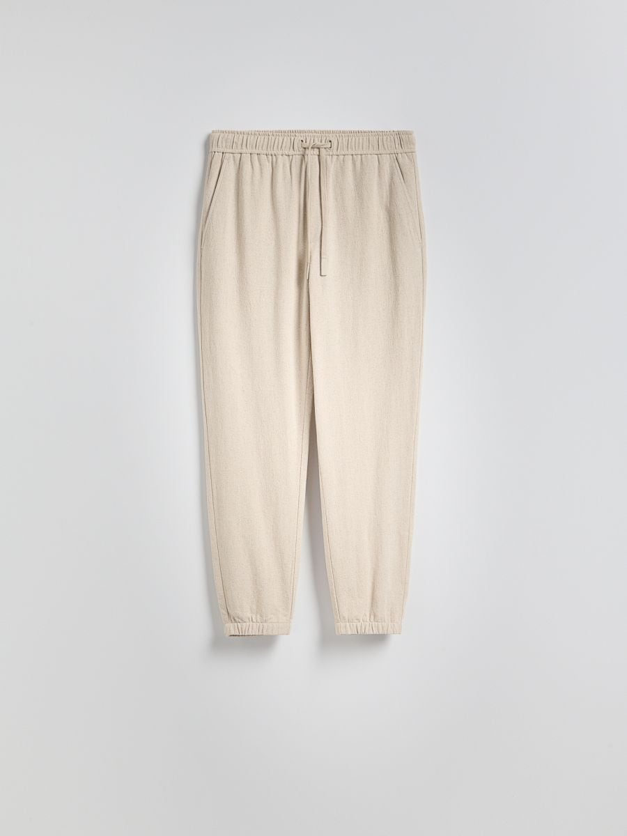 Joggers en mezcla de lino - beige - RESERVED