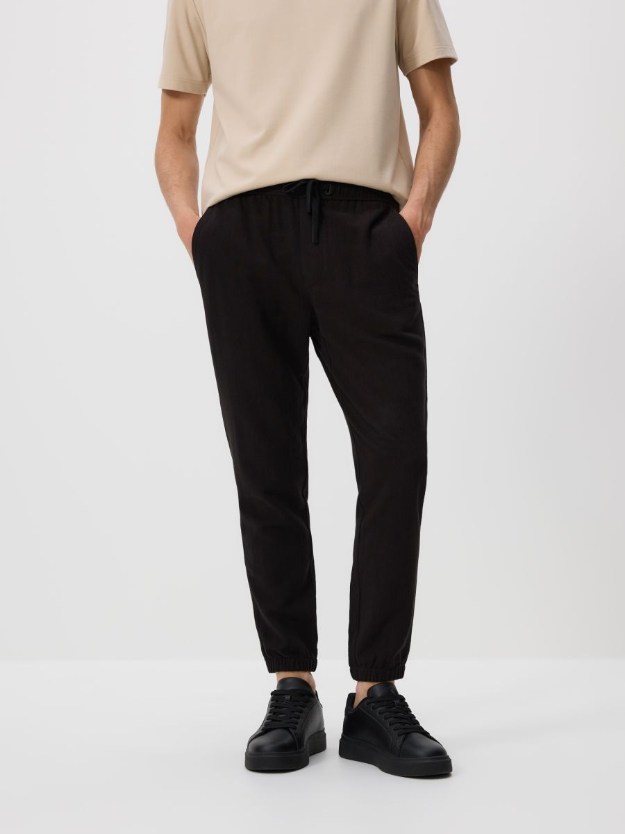 Linen rich joggers - black - RESERVED