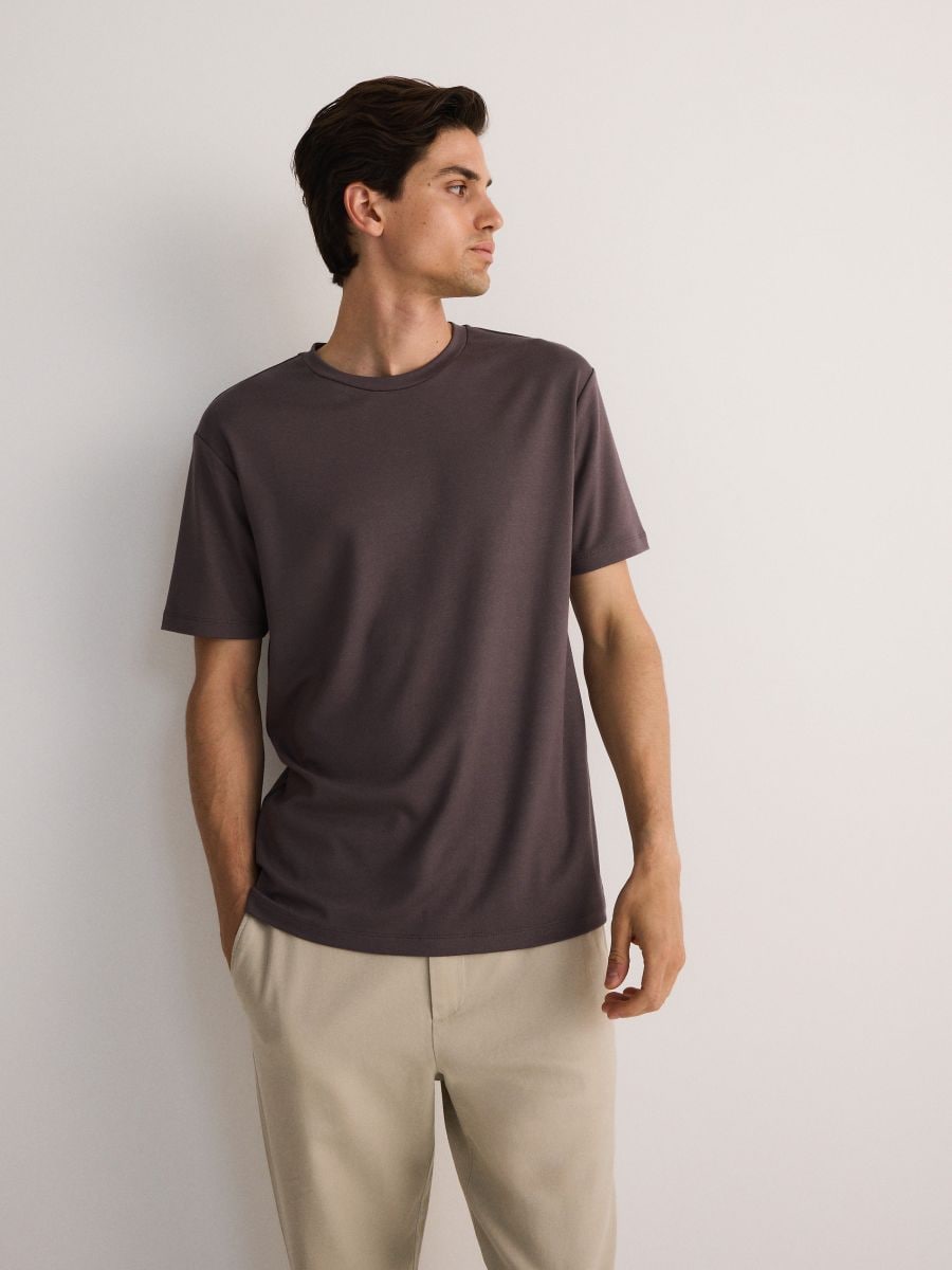 T-shirt en viscose mélangée - gris foncé - RESERVED