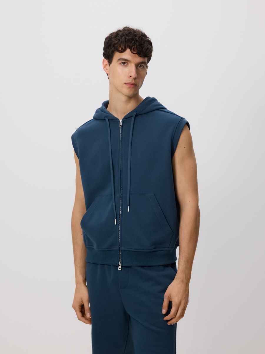 Hooded vest - steel blue - RESERVED