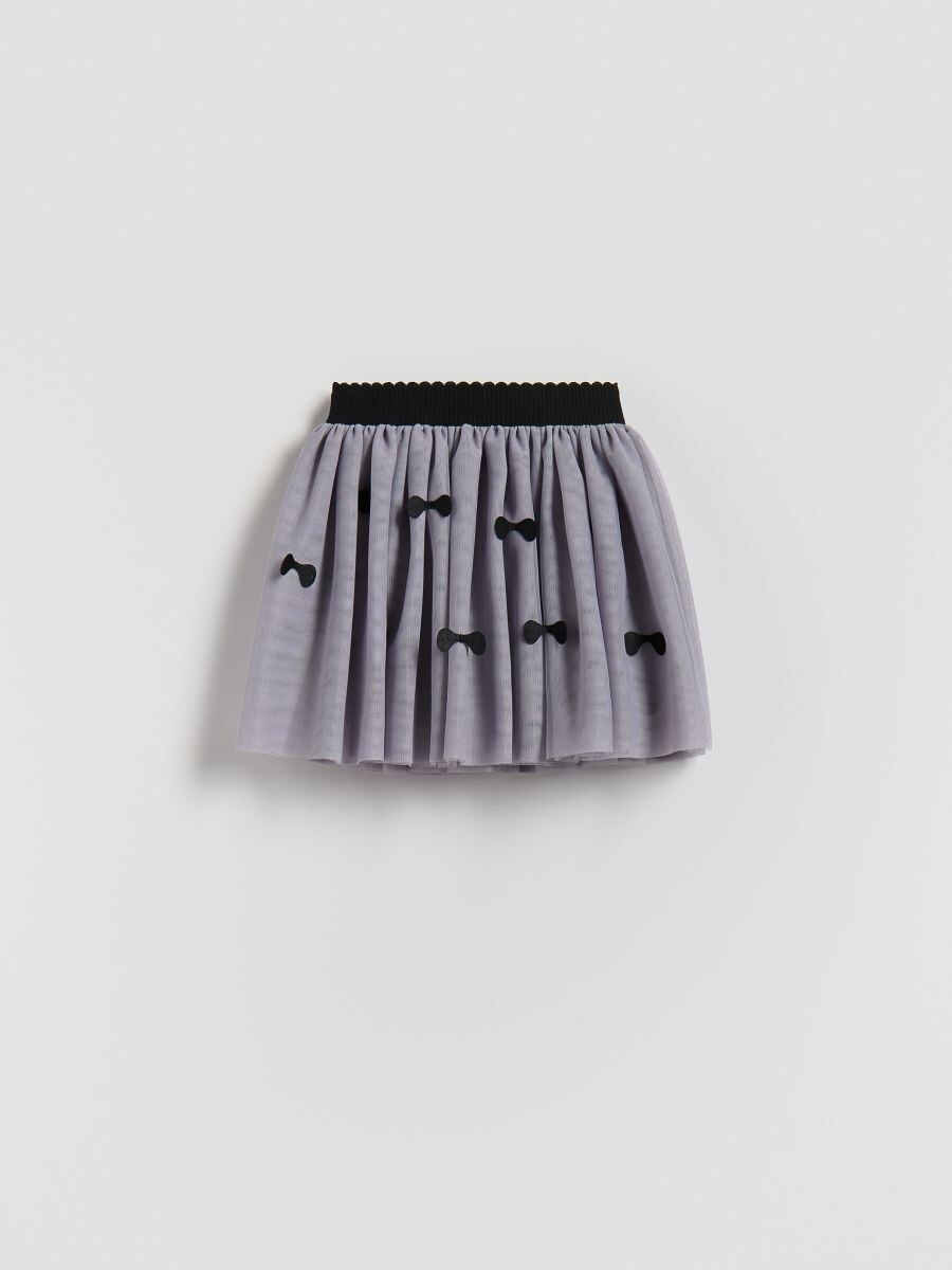 Tulle skirt with bows - dark grey - RESERVED