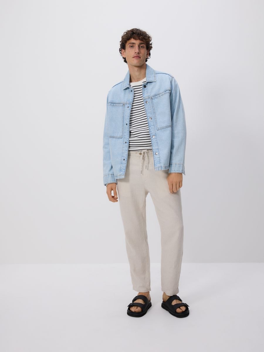 Linen blend carrot trousers - nude - RESERVED - 2