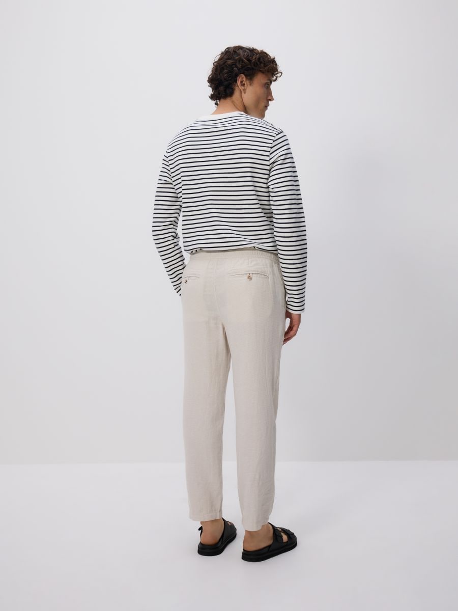 Linen blend carrot trousers - nude - RESERVED - 4