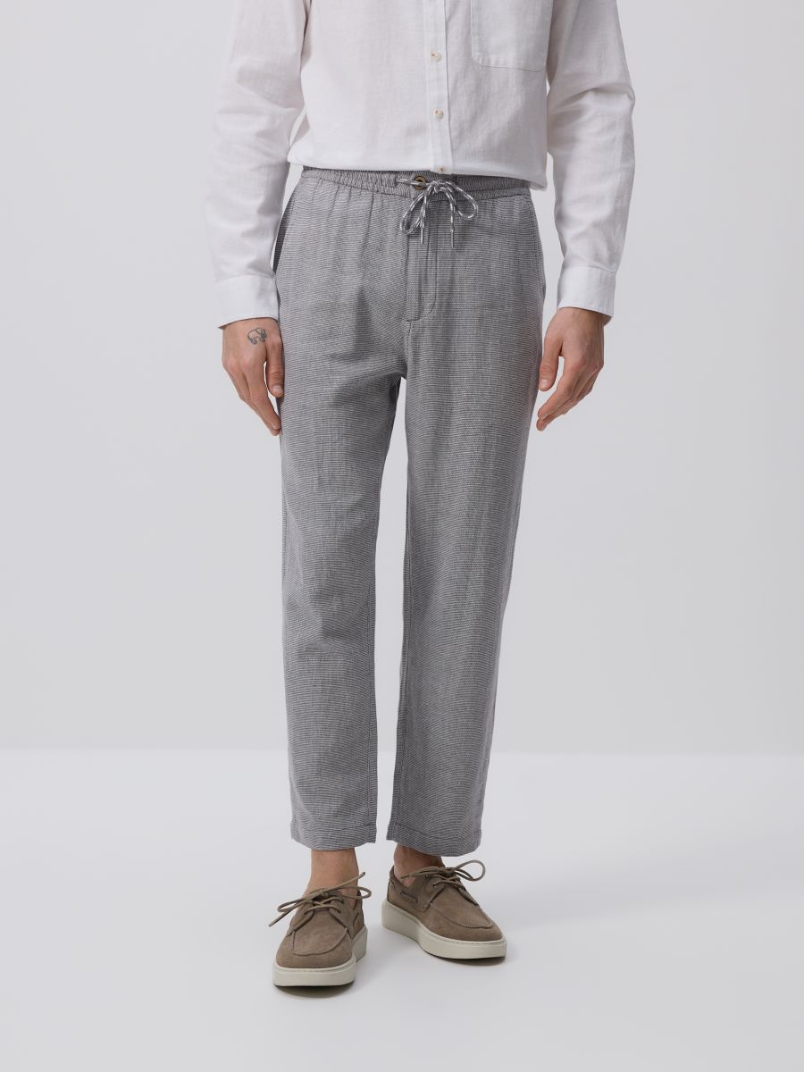 Linen blend carrot trousers - dark grey - RESERVED - 2