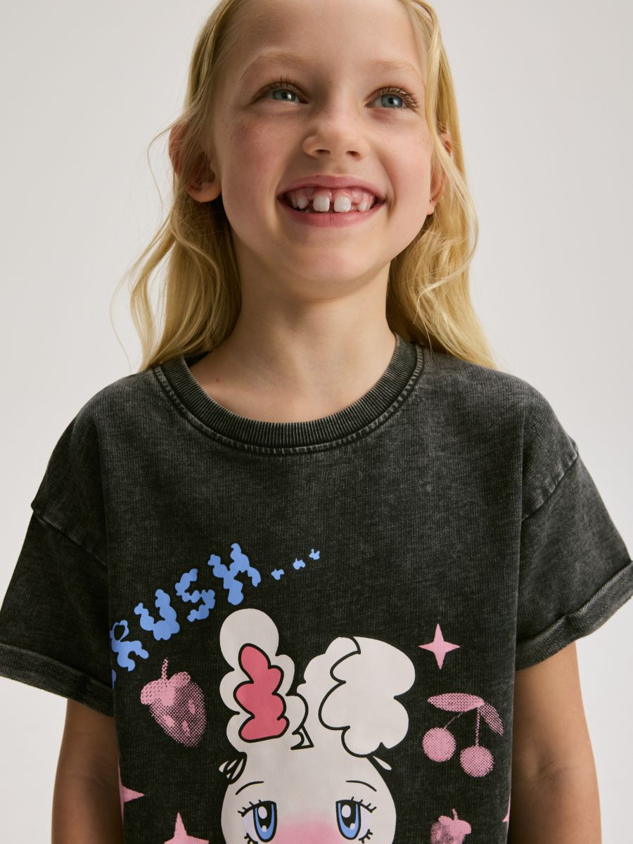 Cotton T-shirt with print - black - RESERVED - 2