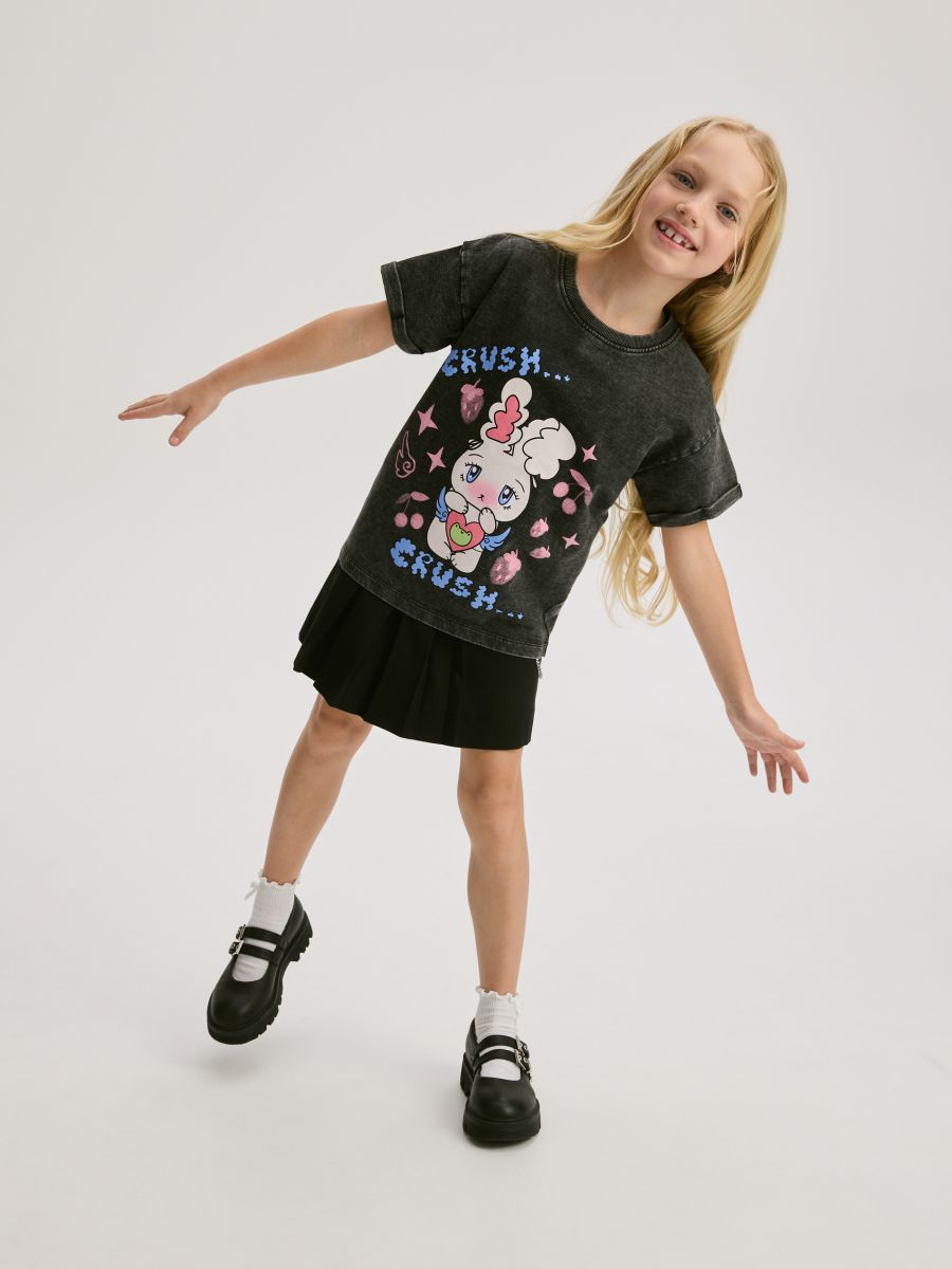 Cotton T-shirt with print - black - RESERVED - 3