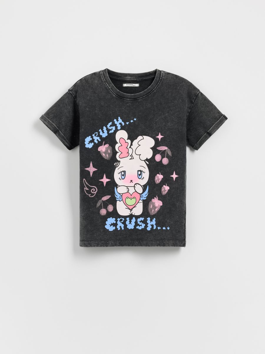Cotton T-shirt with print - black - RESERVED - 3