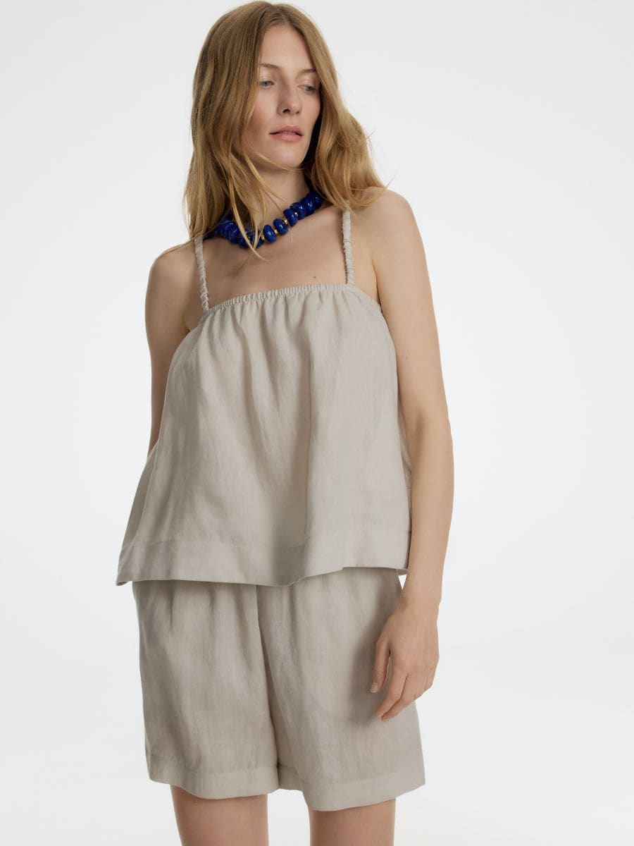 Lniany top - beżowy - RESERVED