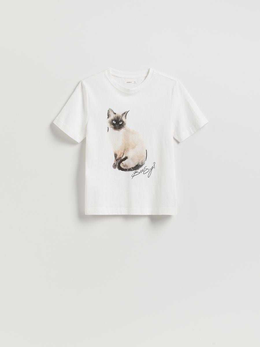 T-shirt with print - cream - RESERVED