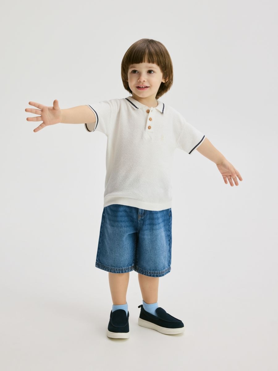 Tricou polo tip pulover - crem - RESERVED - 4