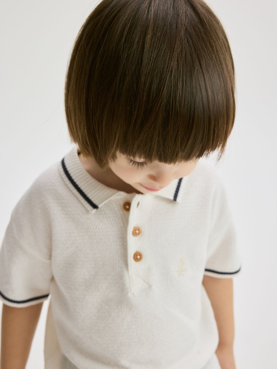 Tricou polo tip pulover - crem - RESERVED - 5