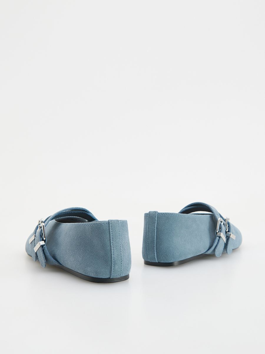 Suede ballerinas with straps - pale turquoise - RESERVED - 3