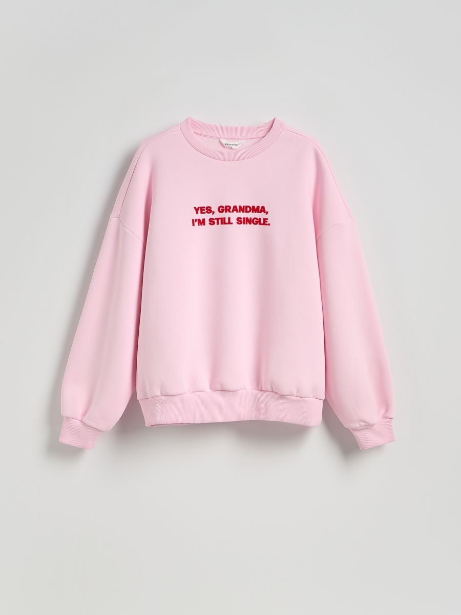 Φούτερ oversize με σλόγκαν - ΕΝΤΟΝΟ ΡΟΖ - RESERVED - 6