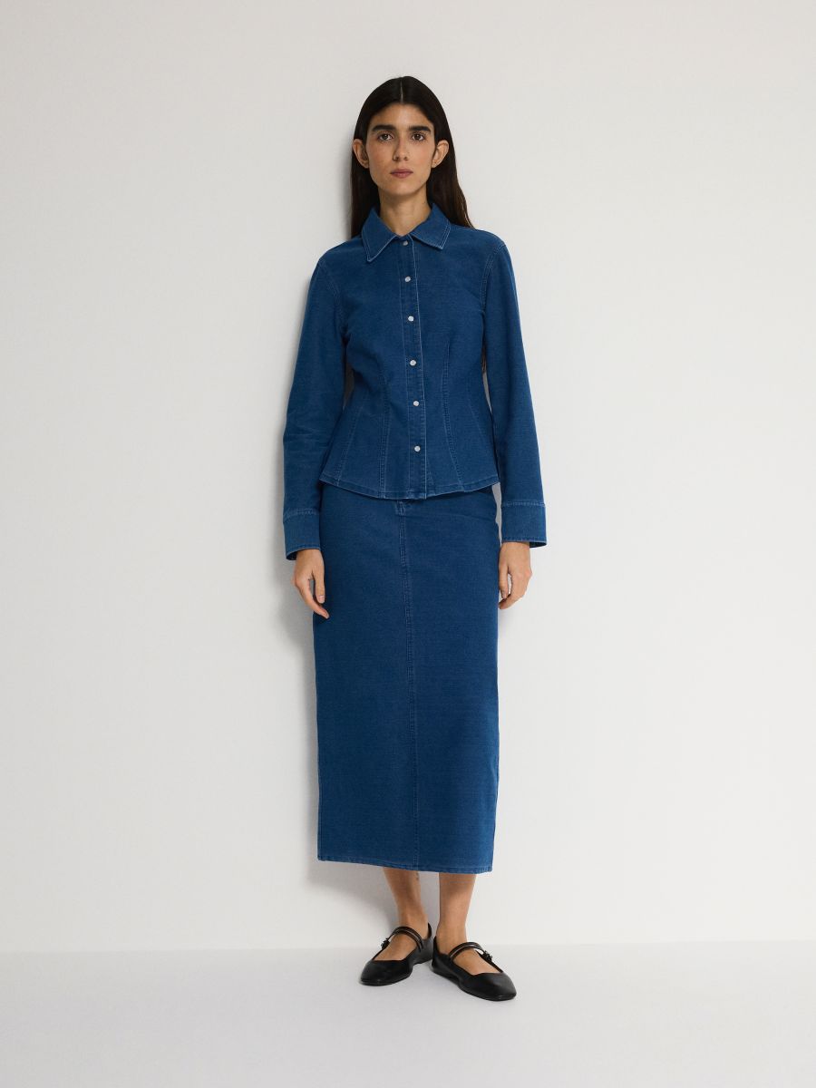 Midi krilo s pikami - indigo jeans - RESERVED - 2