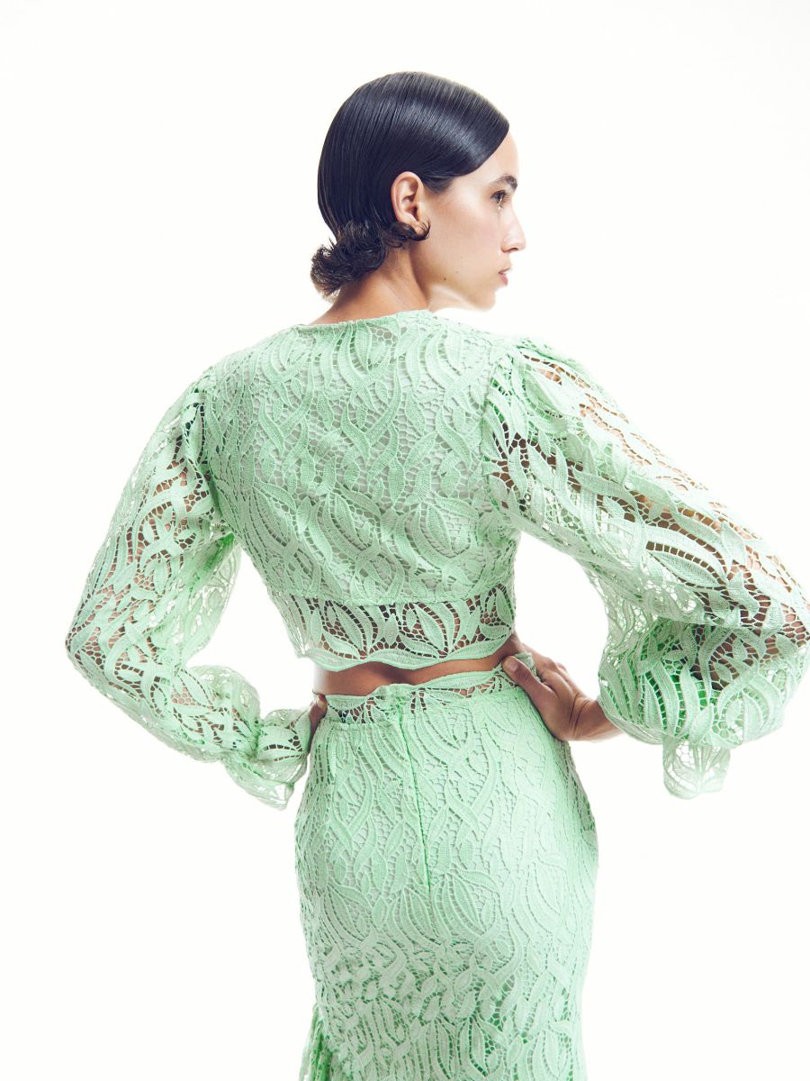 Puff sleeve top - pale green - RESERVED - 3
