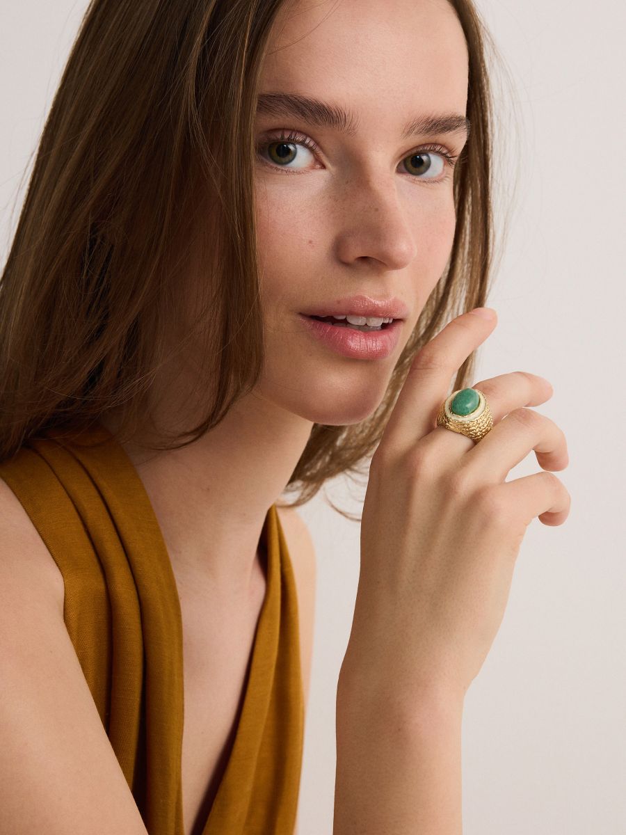 Ring with faux turquoise - multicolor - RESERVED - 4
