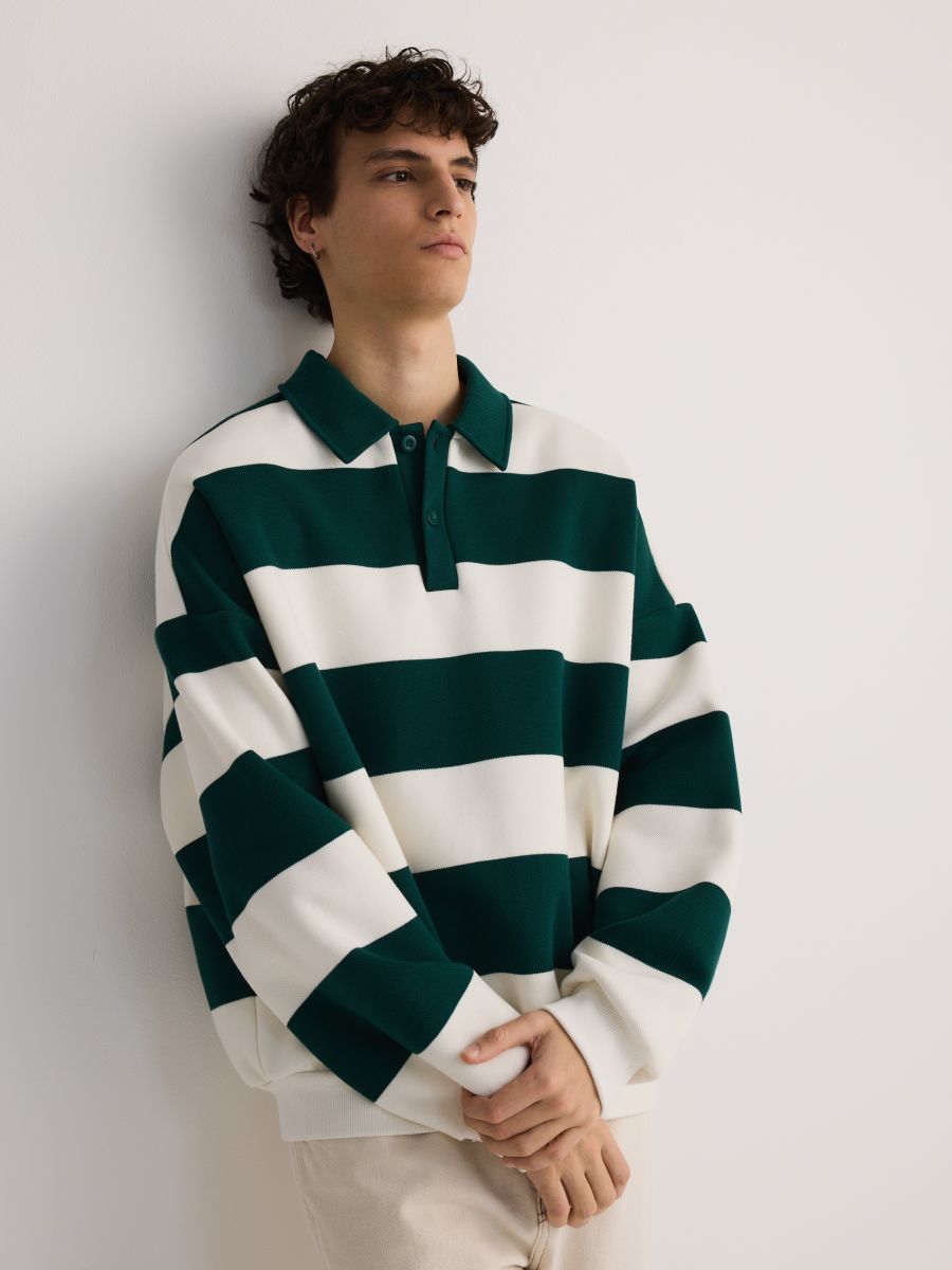 Bluza boxy w paski - zielony - RESERVED