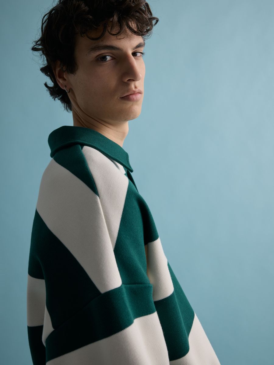 Boxy φούτερ με ρίγες - πρασινο - RESERVED - 7