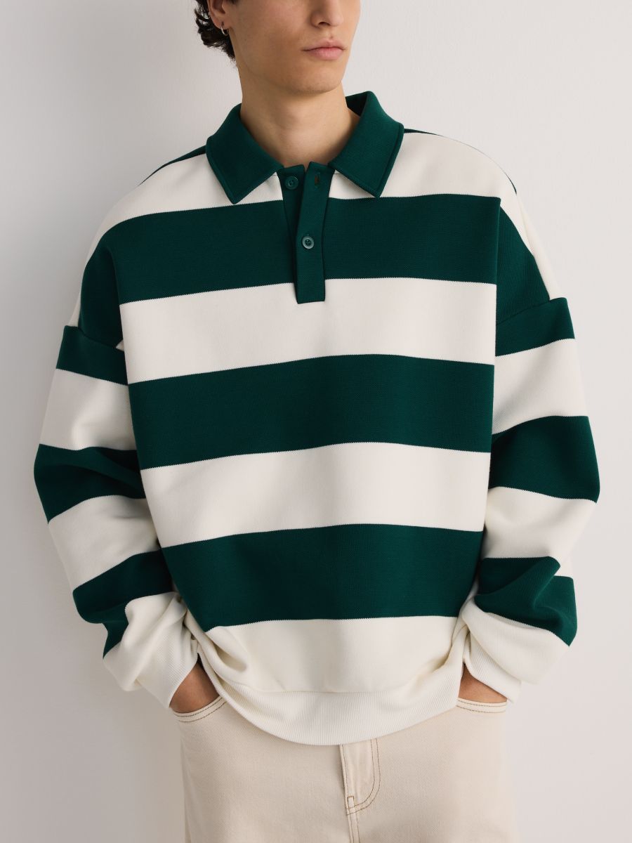 Boxy φούτερ με ρίγες - πρασινο - RESERVED - 4