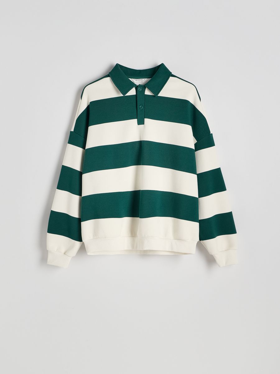 Boxy φούτερ με ρίγες - πρασινο - RESERVED - 8