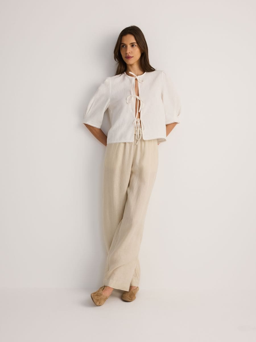 Linen blend top - white - RESERVED - 3