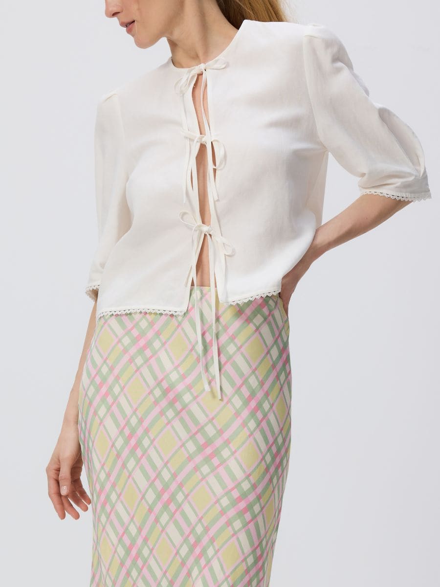 Linen blend top - white - RESERVED - 4