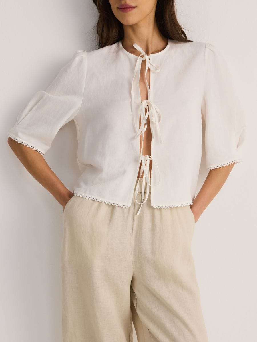 Linen blend top - white - RESERVED - 5
