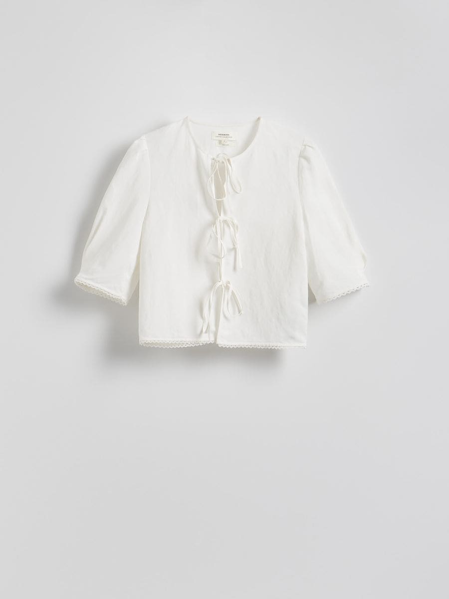 Linen blend top - white - RESERVED - 5