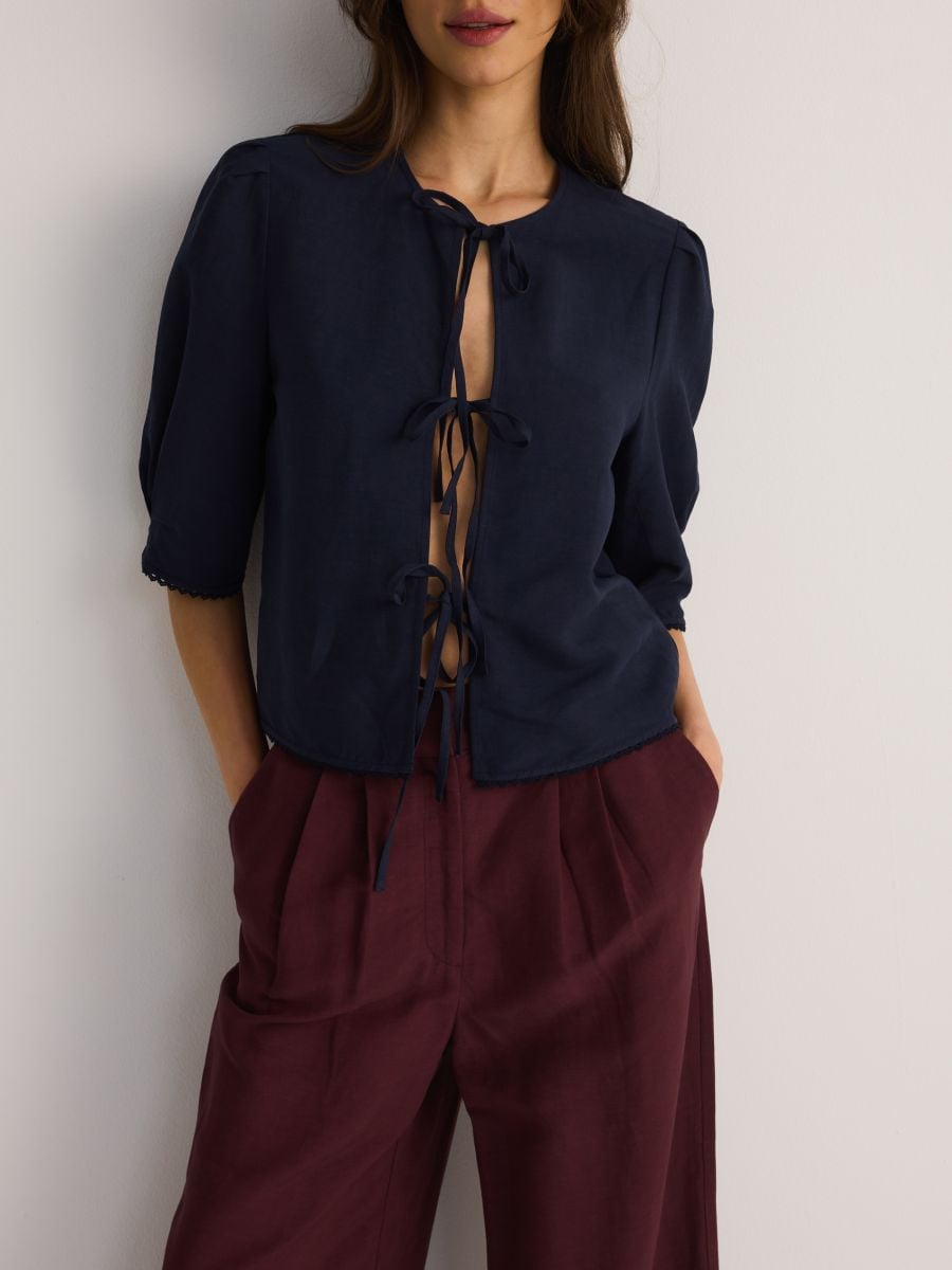Linen blend top - navy - RESERVED - 2