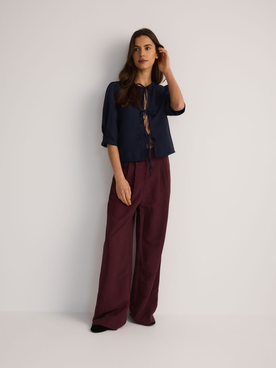 Linen blend top - navy - RESERVED - 4
