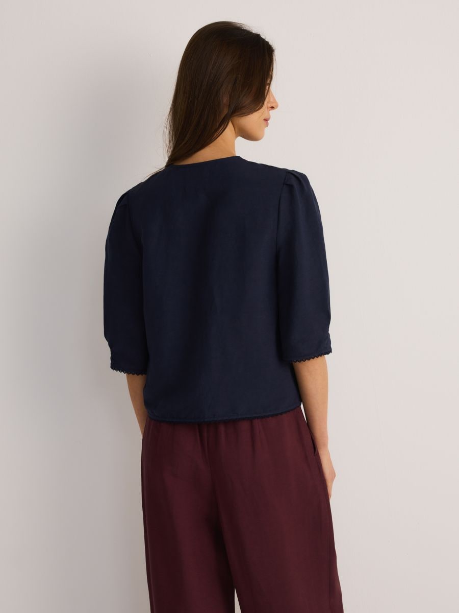 Linen blend top - navy - RESERVED - 5