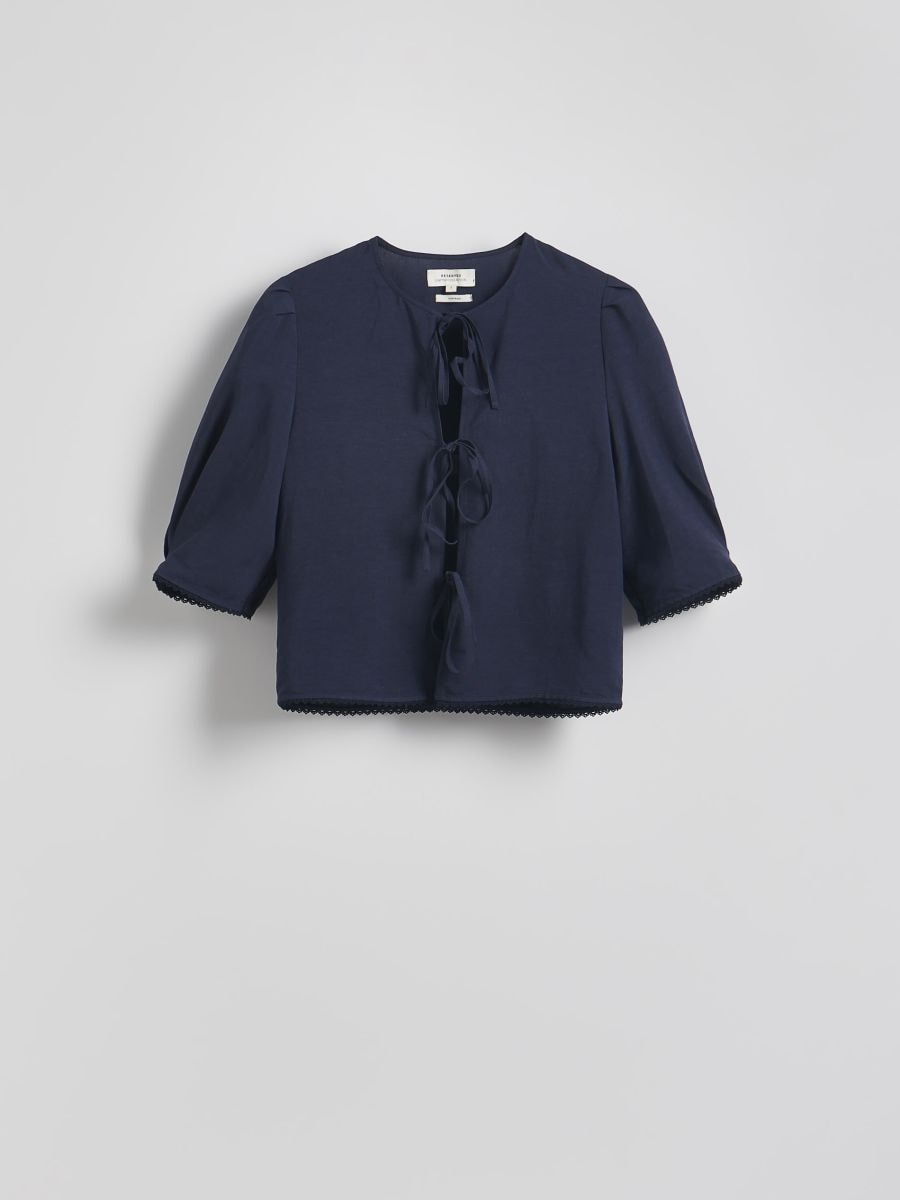 Linen blend top - navy - RESERVED - 6