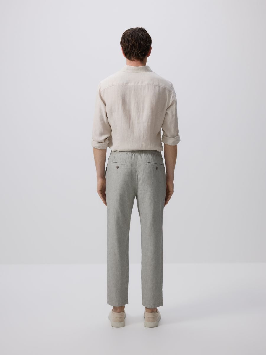 Regular linen rich trousers - dark green - RESERVED - 4