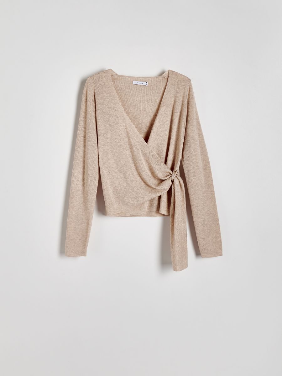 Pullover mit Bindung - beige - RESERVED - 4
