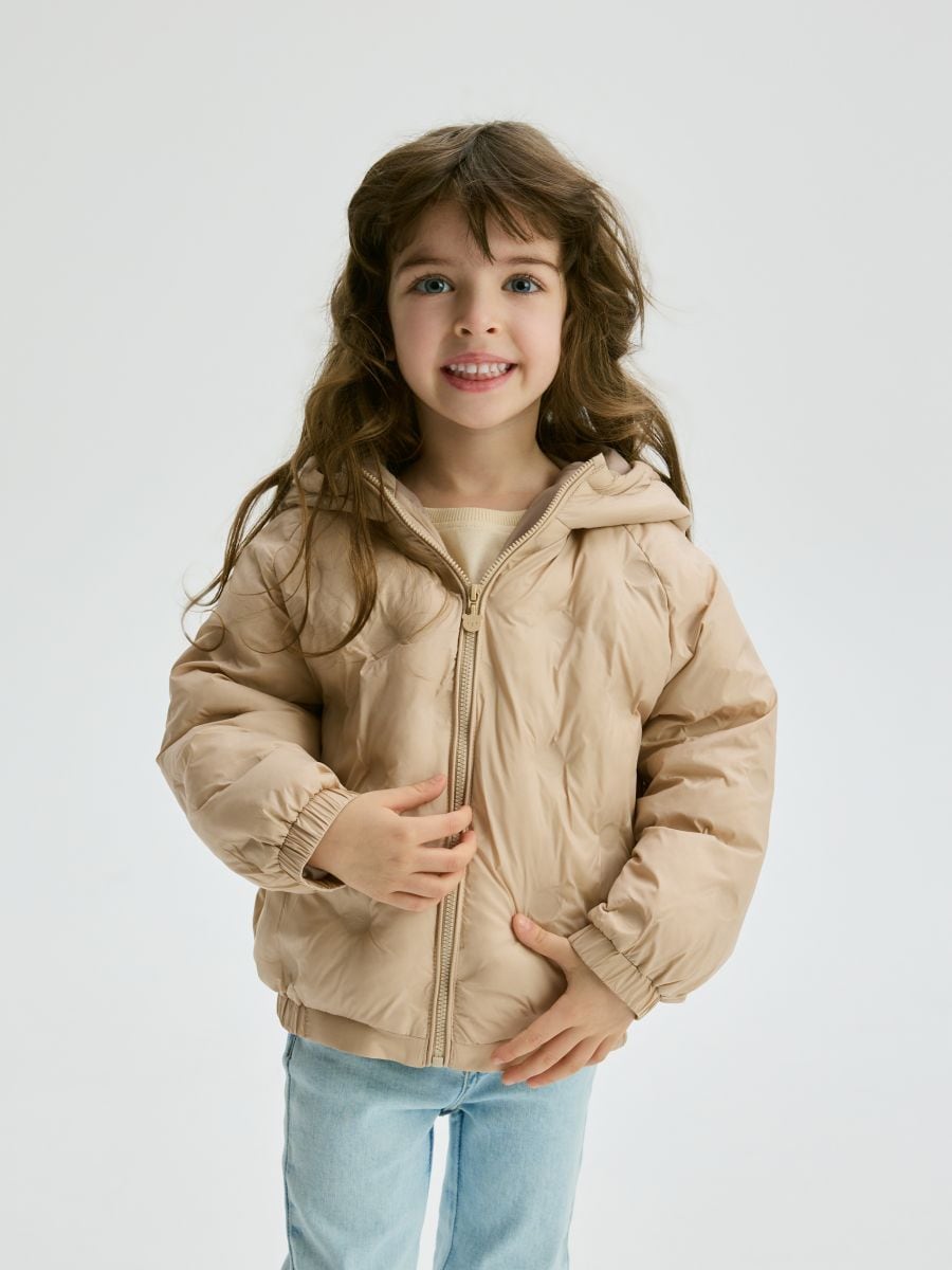 Quilted jacket with hood - beige - RESERVED - 5