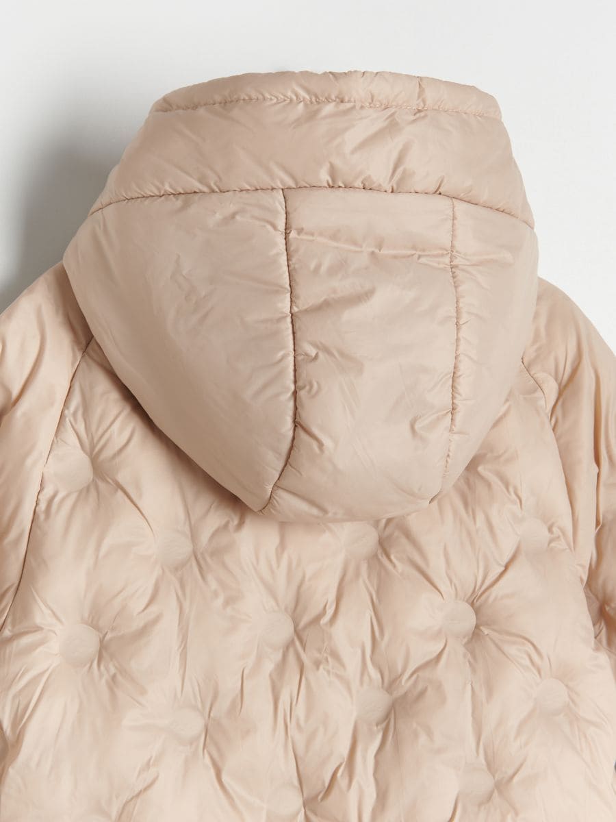 Quilted jacket with hood - beige - RESERVED - 2