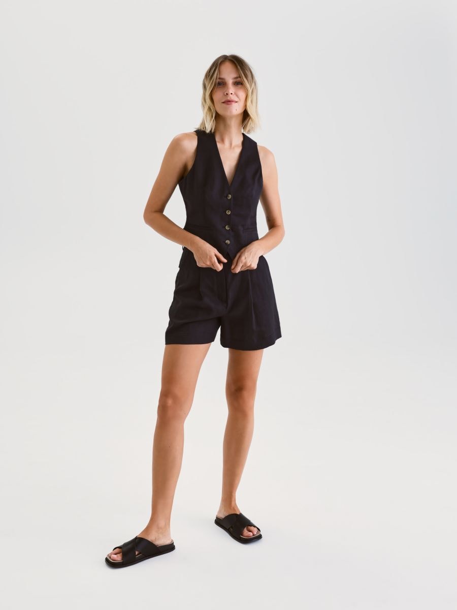 Linen vest - black - RESERVED - 3