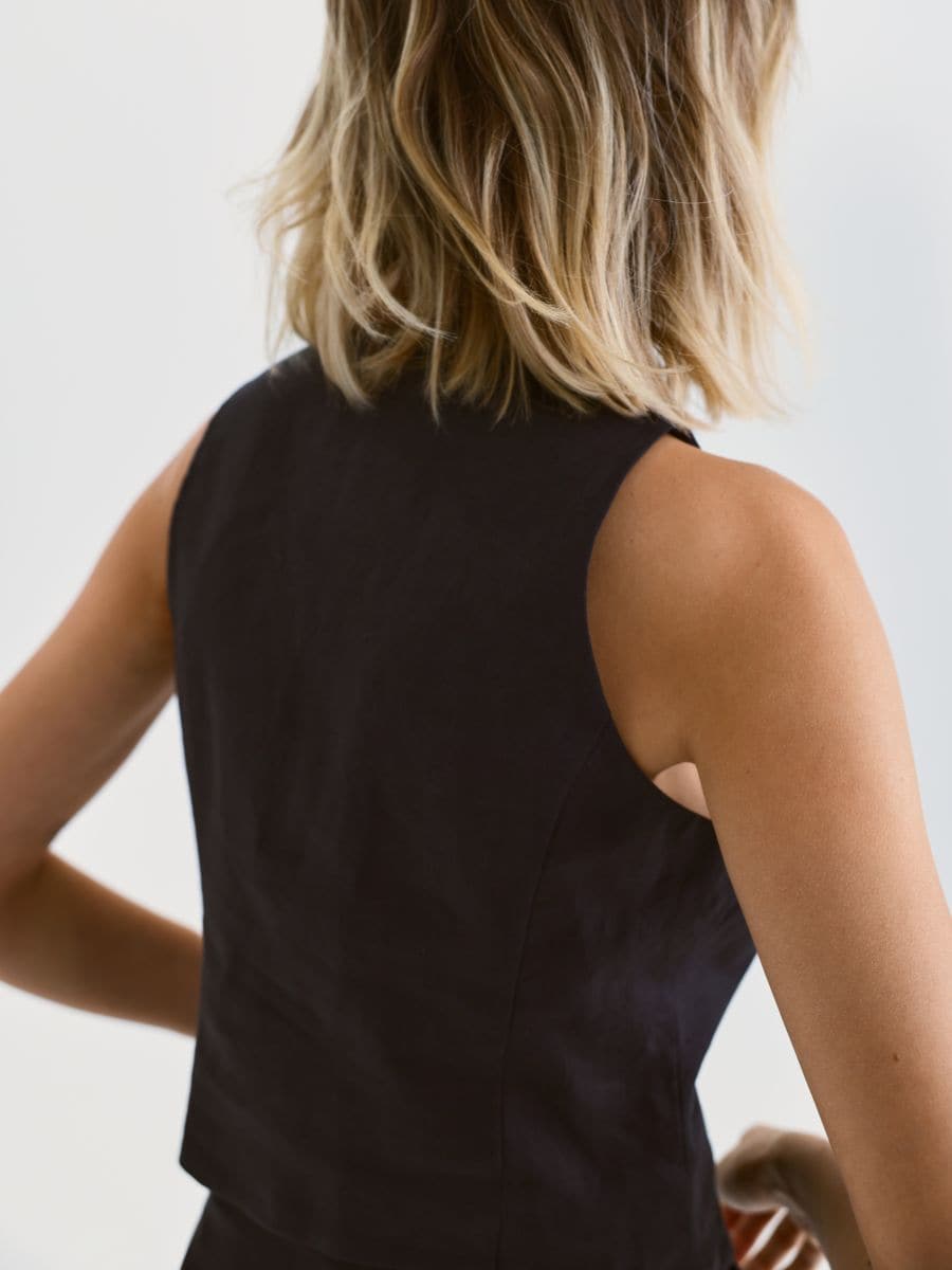 Linen vest - black - RESERVED - 4