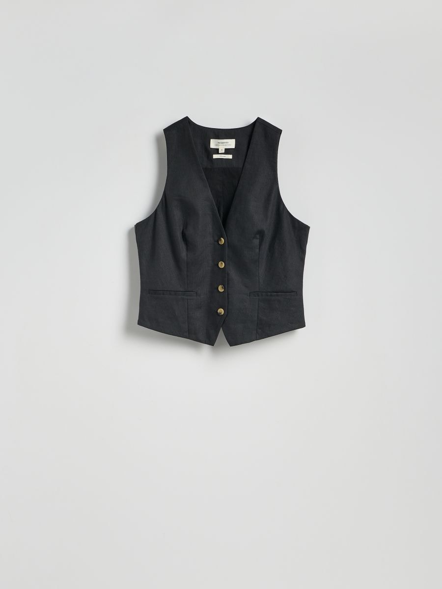 Linen vest - black - RESERVED - 5