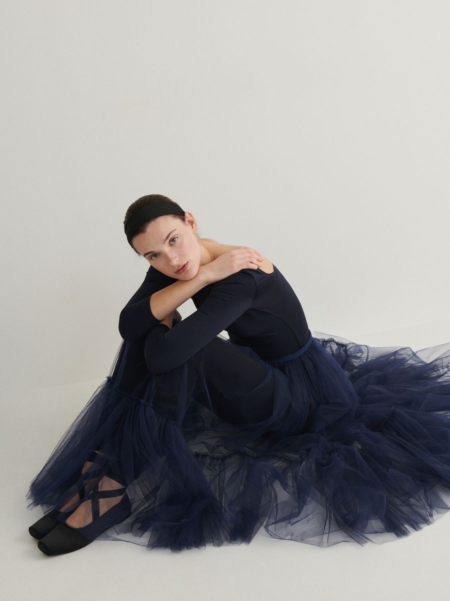 Flared tulle skirt