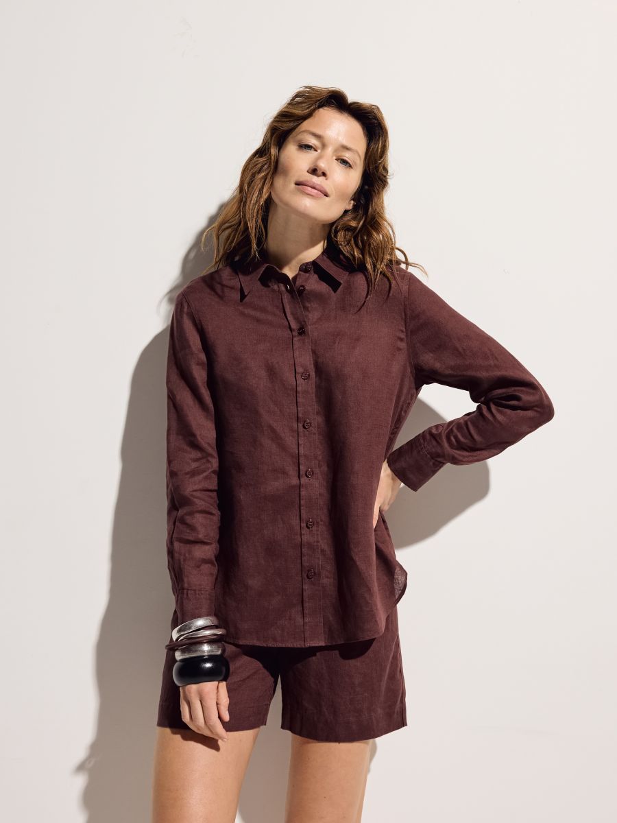Camicia in lino - marrone scuro - RESERVED - 2