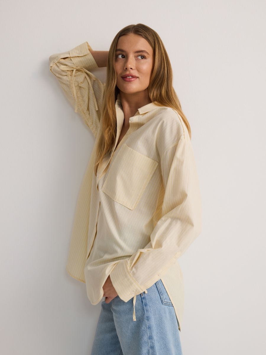 Bluse mit dekorativem Bindedetail - hellgelb - RESERVED - 5