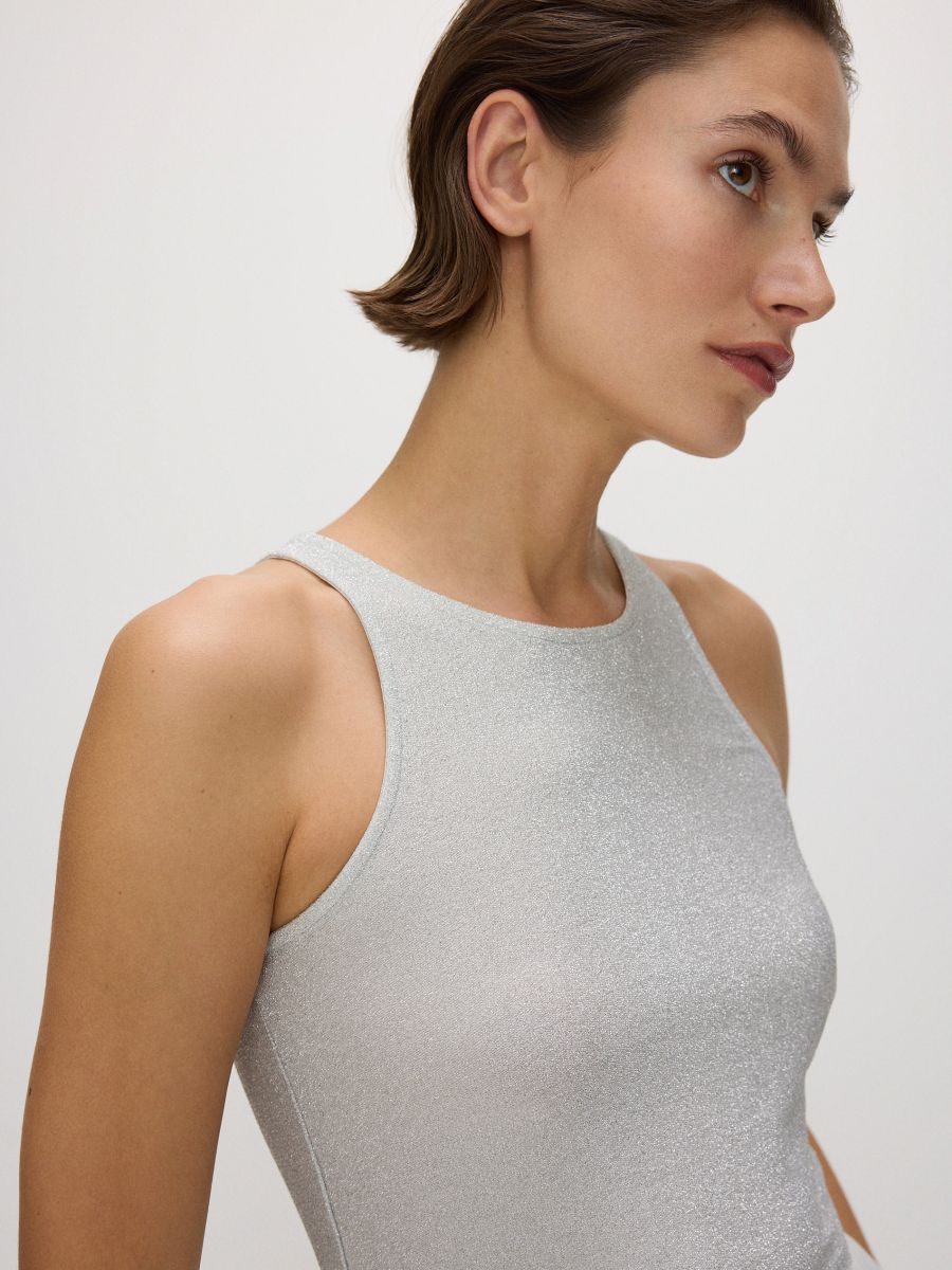 Metallic top with lurex blend - silver - RESERVED - 2